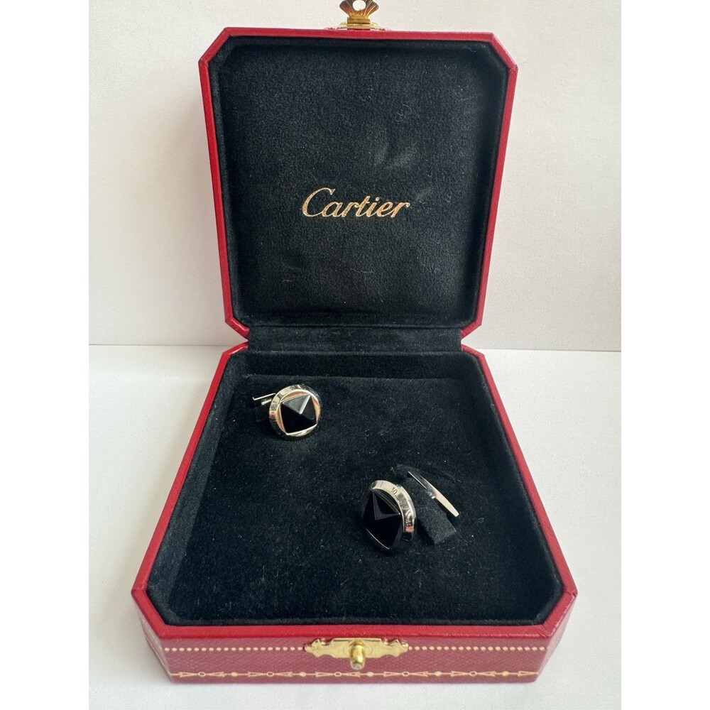 Cartier Pasha Watch Cufflinks Black SVL Luxury Large Button Jewelry